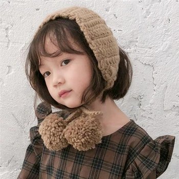 

2019 Hot Sale High Quality Korean Style Girls Knit Earmuffs Wool Earmuffs Cute Winter Ear Warmers Baby Clothing Accessories Hats