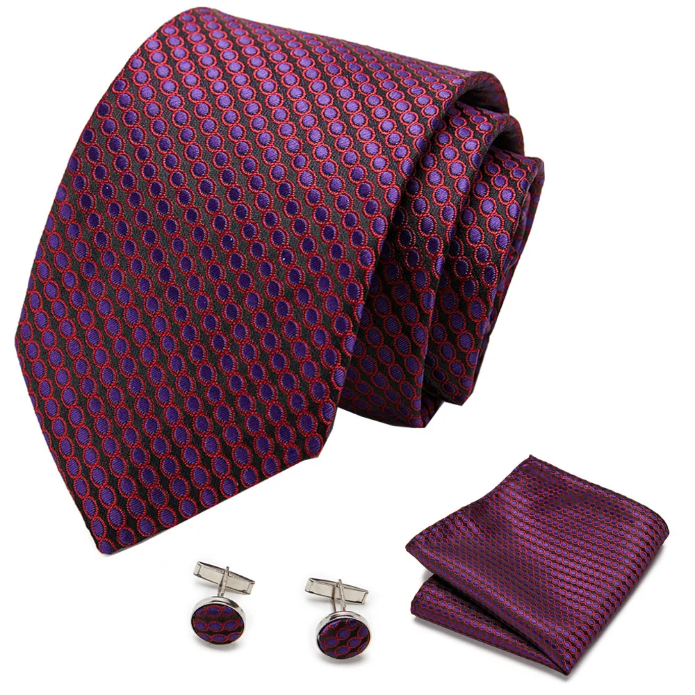 

New Mens 7.5cm Tie Skinny Fuchsia Paisley 100% Silk Classic Jacquard Woven Tie Hanky Cufflink Set For Men Formal Wedding Party