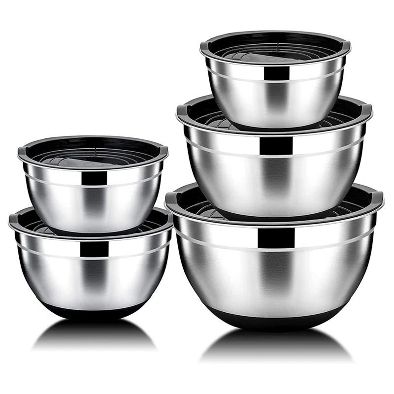 20 Pcs Stainless Steel Mixing Bowls Set with Airtight Lids