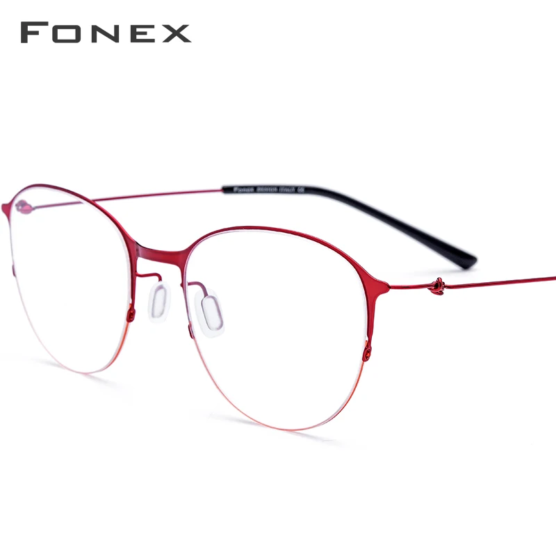 

FONEX Titanium Alloy Glasses Men Round Eyeglasses Frame Women Prescription Myopia Optical Frame Korean Screwless Eyewear 98612