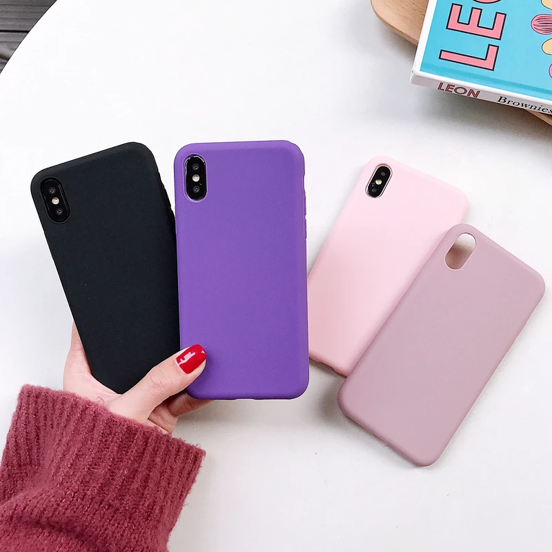 iphone XR X XS Max 6 6S 7 8 Plus 11 11Pro Cute Candy Color Soft Simple Fashion Phone Case Solid Silicone Couples Cases | Мобильные