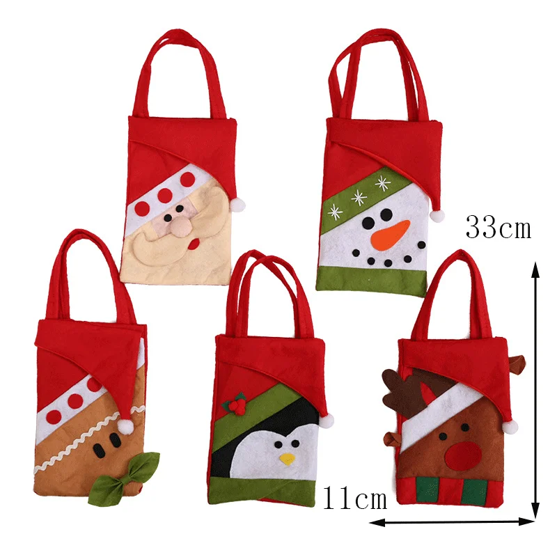 Christmas gift bag flannelette tote children's gift candy bag Santa snowman Christmas tree decorations 2020 party supplies