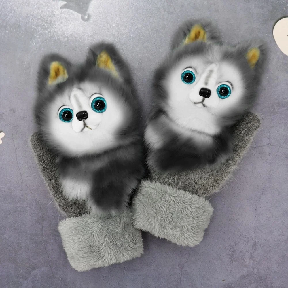 

Newly Cute Cartoon Plush Knitted Gloves For Women Men Winter Outdoor Warm Casual Gloves Women For Autumn 2022 Перчатки Зимние