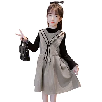 

Girls Clothing Dress + Vest Costume For Girls Flare Sleeve Clothes For Girls Casual Style Tracksuits For Children