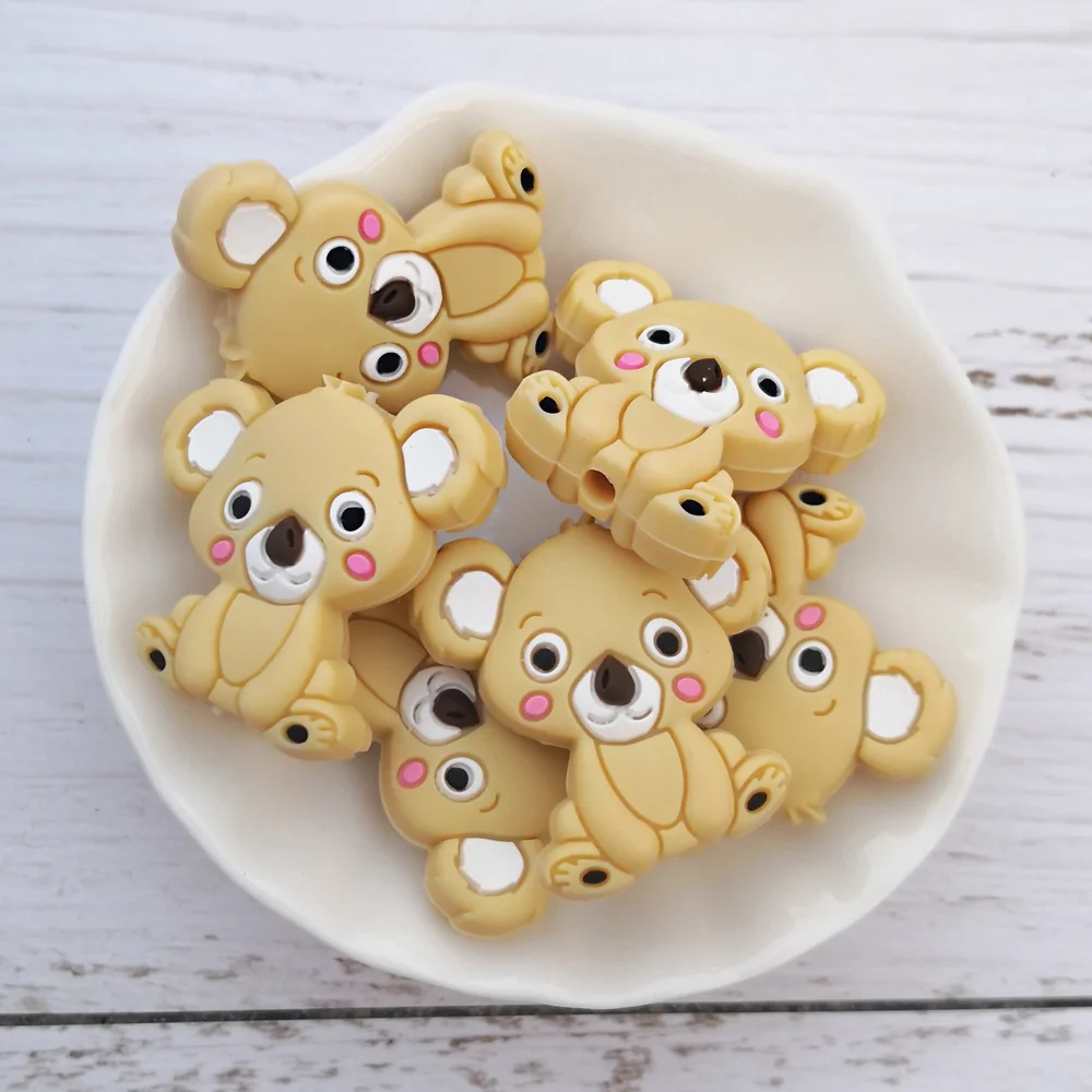LOFCA 50 шт. силиконовые бусины Koala пищевой BPA-Free силиконовые бусины для изготовления детских прорезывателей пустышки цепи детский Прорезыватель игрушка