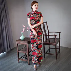 Большие размеры 5XL изготовленный на заказ, китайское традиционное платье с разрезами по бокам и воротником-стойкой, новые костюмы с принтом