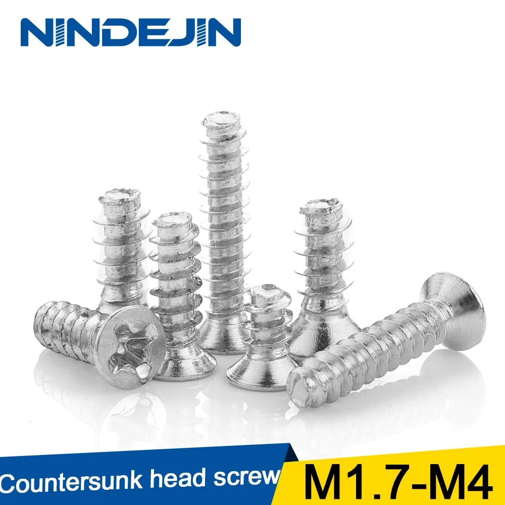 

55pcs Cross Recessed Countersunk Head Self-tapping Screws 304 Stainless Steel M1.7 M2 M2.6 M3 M4 Flat Head Phillips Screw