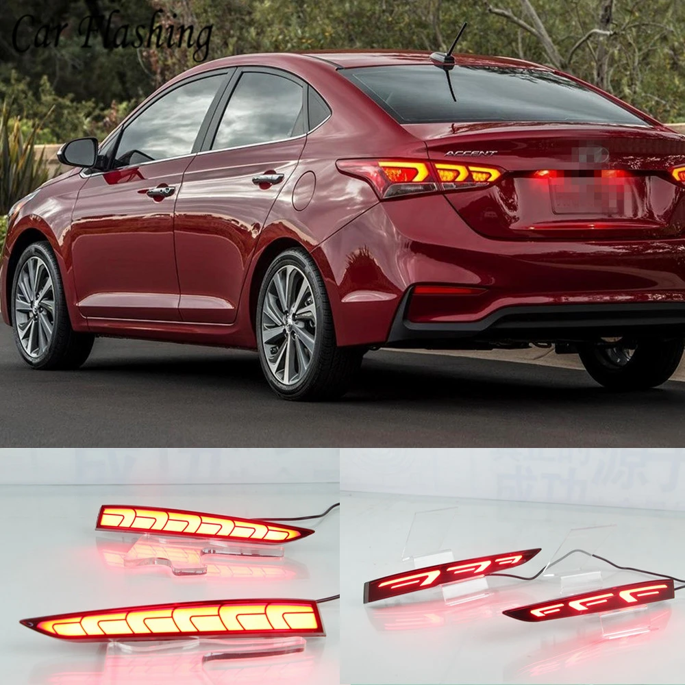 

1Set Auto Led Rear Bumper Bulbs Car LED Back Warning Lights Tail Red Brake Lamps For Hyundai Accent Solaris 2017 2018