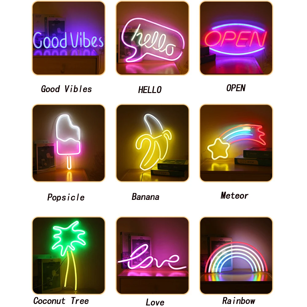 Банановый неоновый светильник Настенный знак Hello Good Vibes светодиодный s с питанием