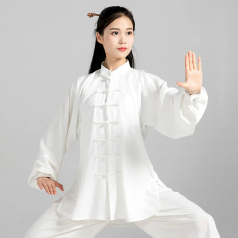 

Chinese Traditional Kung Fu Unfiorm Women Morning Taiji Exercise Clothing Men Wushu Martial Arts Performance Wing Chun Uniform