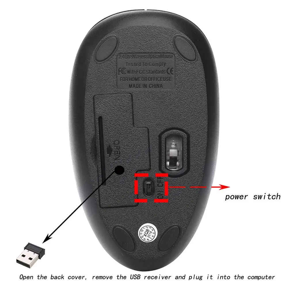 Беспроводная игровая мышка Портативный Эргономика мобильный Беспроводной Мышь W9 2,4G с USB приемник для Ноутбуки ПК игры для офиса