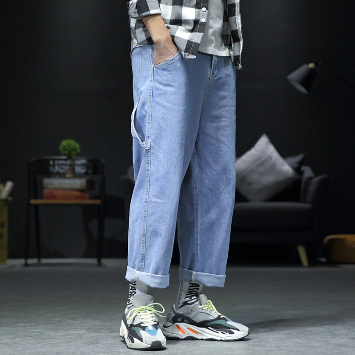 Fall Winter Man Cargo Jeans Loose Straight Men Denim Pant Comfortable Big Pockets Male Casual Hip-hop Quality Personal Trousers