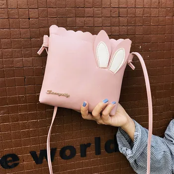 

Womens Bags Fashion Solid Color Rabbit Ears Shoulder Messenger Mobile phone bag PU leather crossbody purse