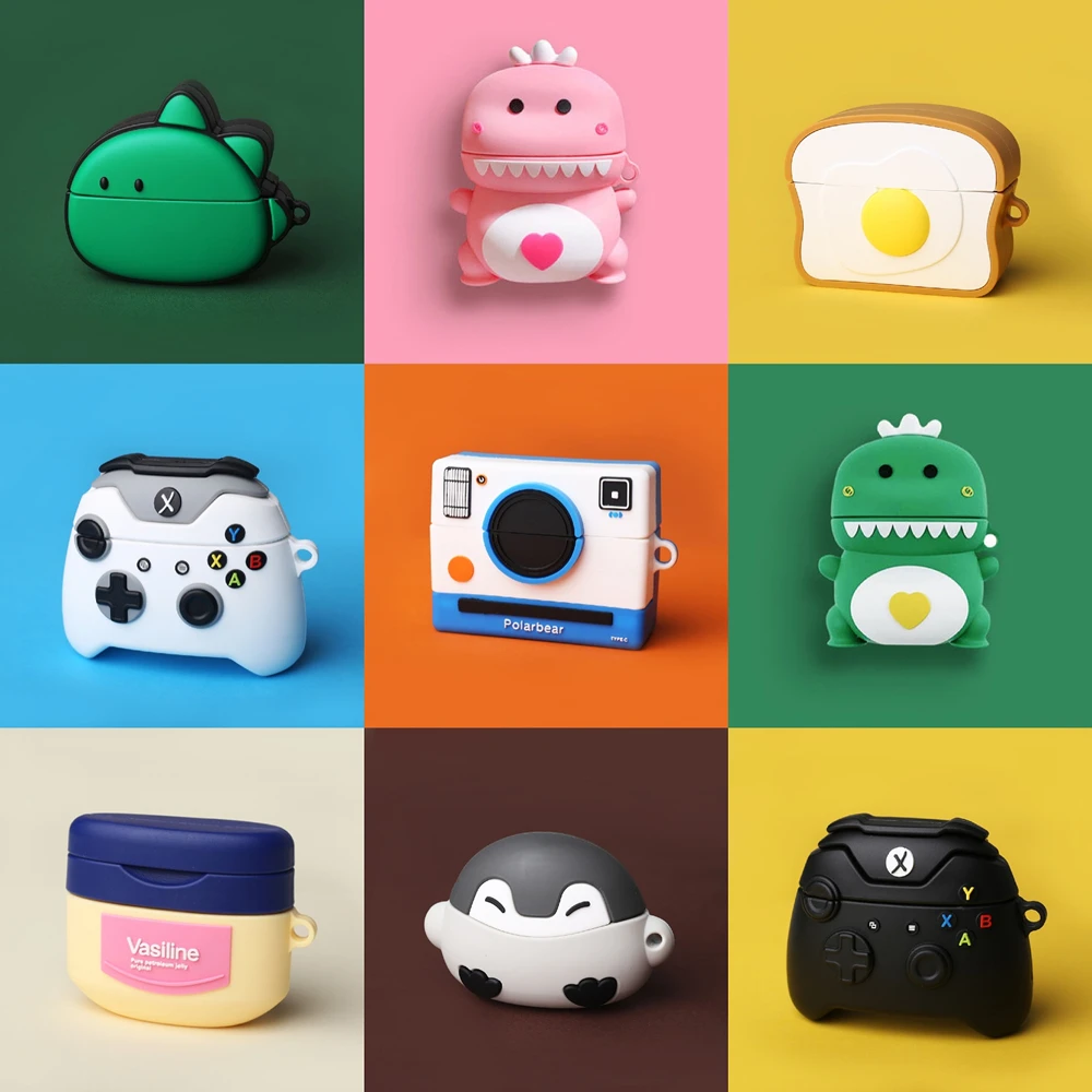 

Silicone Cartoon Headphone/Earpods Cover 3D Earphone Case for Airpods 1 2 Pro Case for Apple Air Pods Pro 3 Case Keychain