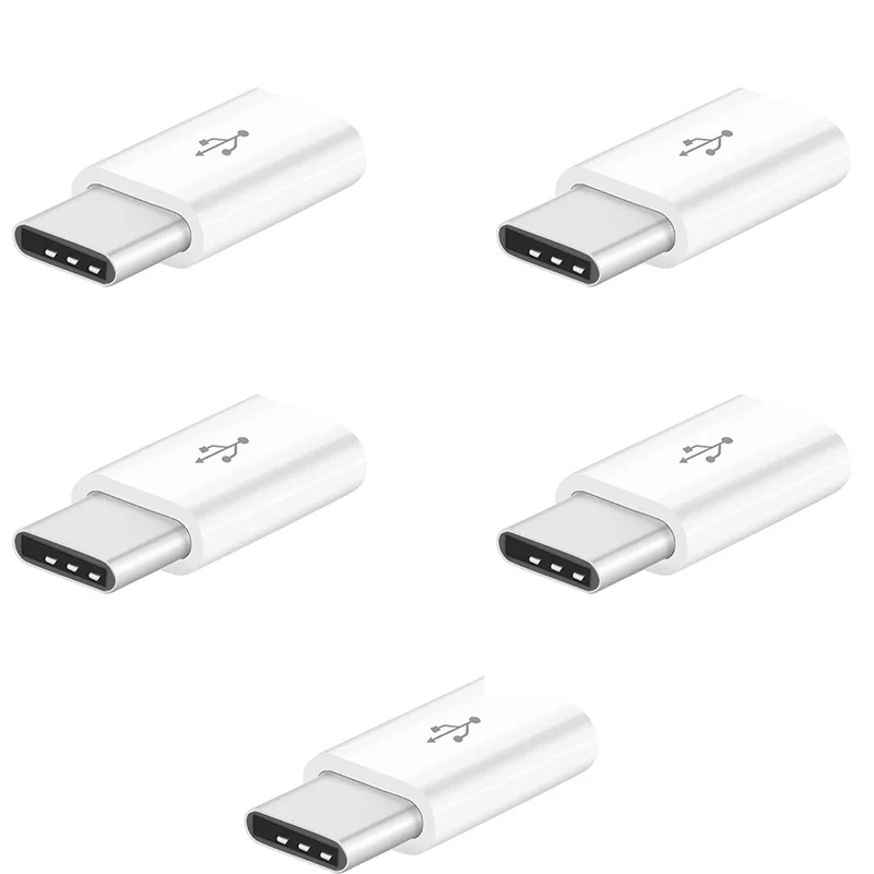 5pcs(white) 5 шт. микро USB к USB C адаптер для мобильного телефона Microusb разъем для huawei Xiaomi samsung Galaxy A7 адаптер USB TypeC - Цвет: 5pcs(white)