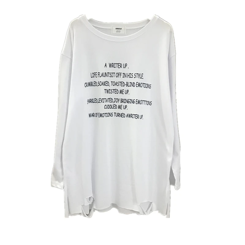 

Spring and Autumn Fashion Simple Print Long Sleeve Cotton Women's Tops Casual Loose Slim Women's T-Shirt