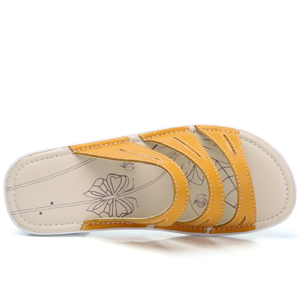 

Foot Covering Female Slippers Leather Flip-flops Toe Covering
