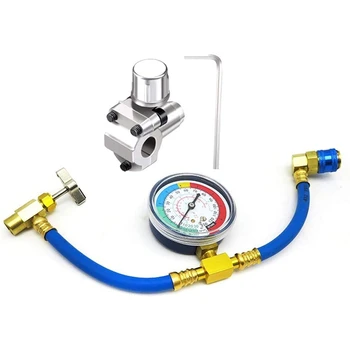 

R134A Refrigerant Recharging Hose Kit, BPV31 Piercing Valve Air Conditioning Refrigerant Recharge Hose Pressure Gauge