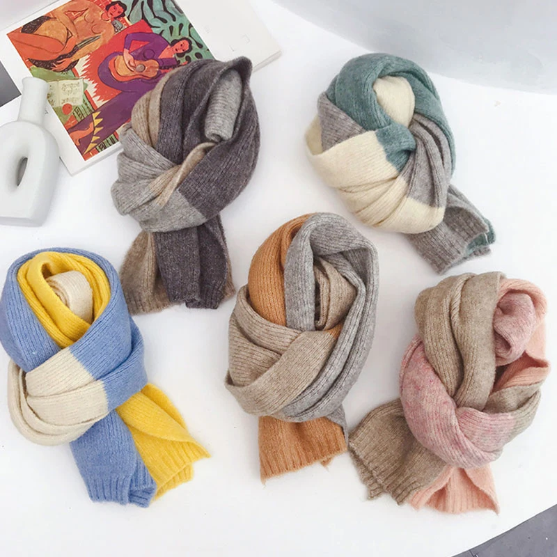 

Women Scarf Knitted Autumn Winter Female Korean Warm Elegant Girls Sweet Tassel Scarf Wool Flash Scarves Wild Shawl Fashion