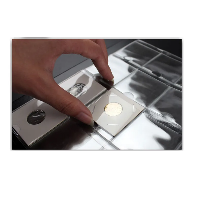 #802329 PCCB 20 Grid CARDBOARD COIN HOLDER ALBUM INSERT PAGE SHEETS Coin Protector Album Binder Sheets Sleeves 20 Openings