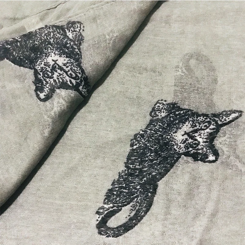 New Style Europe And America Kitty Couture Printed Animal Pattern Persian Cat Bali Yarn Scarf Sun-resistant Silk Scarves Shawl