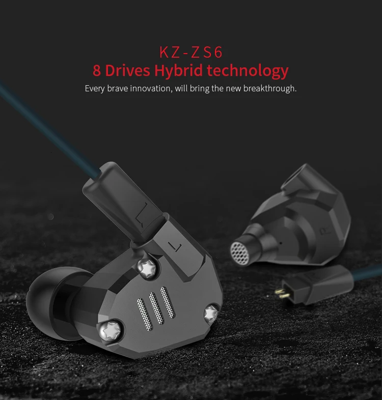 Новинка KZ ZS6 2DD+ 2BA гибридные наушники-вкладыши HIFI DJ Monito спортивные наушники для бега наушники-вкладыши Наушники KZ ZS6 ZS10 ZS5 AS10 ES4