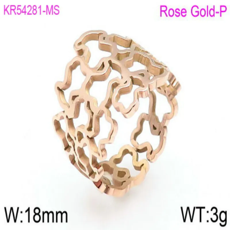 rose gold Титановая сталь милый медведь выдолбленное кольцо никогда не выцветает из нержавеющей стали медвежьи кольцо продукт ювелирные изделия для женщин Подарки роскошный дизайн - Цвет основного камня: rose gold
