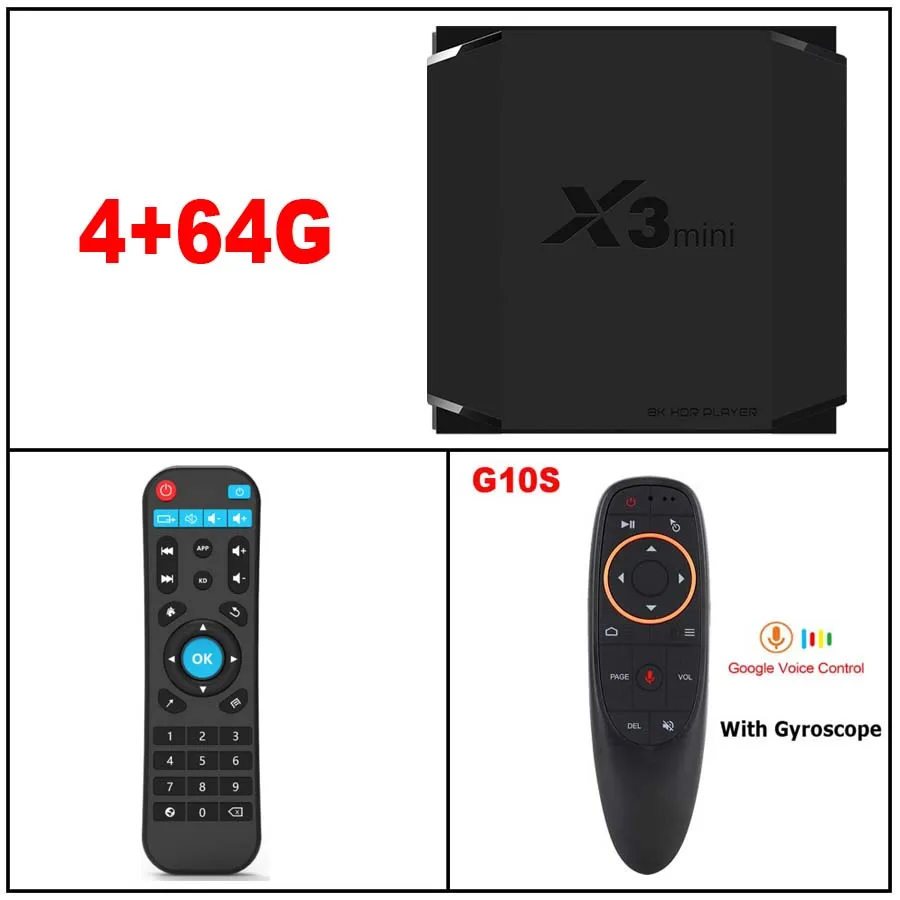 X3mini 8K Amlogic S905X3 Smart tv BOX Android 9,0 4G 64GB Dual Wifi BT 1080p X3 Мини медиаплеер телеприставка PK X96 AIR A95X F3 - Цвет: 4G64G ADD G10S