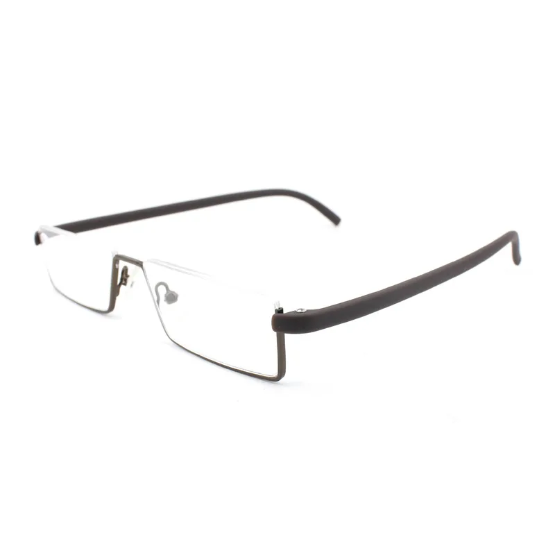 GLAUSA очки для чтения TR90 из нержавеющей стали Половина рамки антибликовое унисекс для женщин и мужчин оптическое зеркало Пресбиопия Чехол для очков - Цвет оправы: Brown Glasses