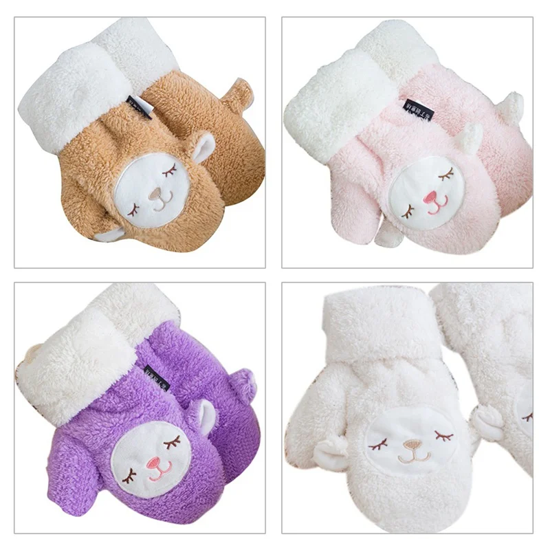 Новые товары, зимние вязаные перчатки из овечьей шерсти для маленьких мальчиков и девочек, теплые веревочные перчатки на весь палец, детские перчатки для малышей