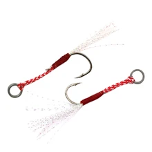 10 Pcs Stainless Steel Jigging Spoon Fishing Hook With With Feather And Ring Jig Assist Fishhook Plate Saltwater Hook , 5 Pcs St