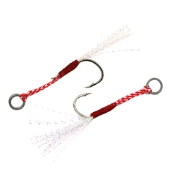 10 Pcs Stainless Steel Jigging Spoon Fishing Hook With With Feather And Ring Jig Assist Fishhook Plate Saltwater Hook , 5 Pcs St
