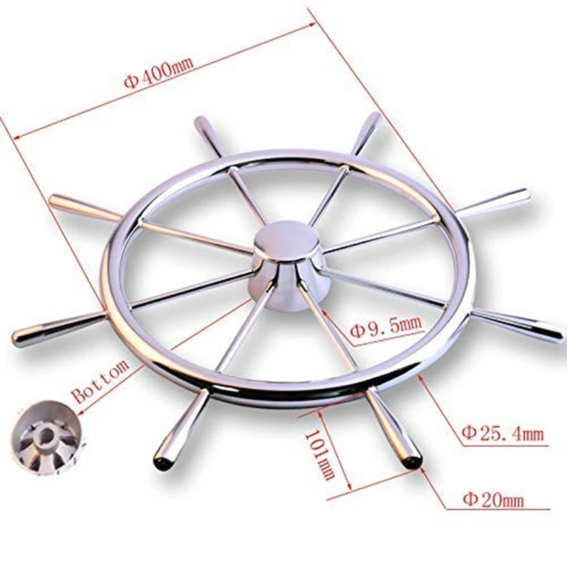 15-3/" Dia нержавеющая сталь Лодка рулевое колесо 8 спиц, сверхмощный Руль управления для морской яхты