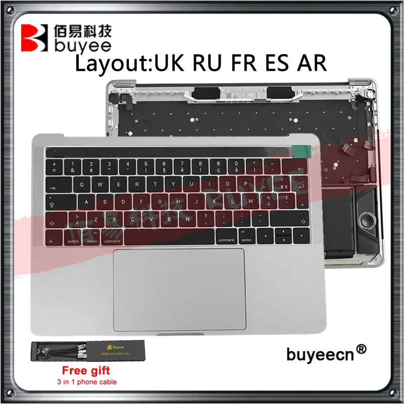 Оригинальные чехлы для ноутбука A1706 с упором рук Macbook Pro Retina UK RU FR ES AR батарея