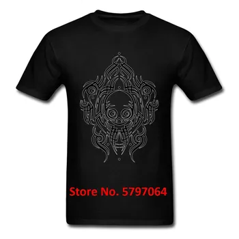 

Alien Tribal Tattoo 2020 Summer White T-Shirt Men Black Pattern Cool Print Tee Shirt Skull Cartoon 100% Cotton Design Clothing