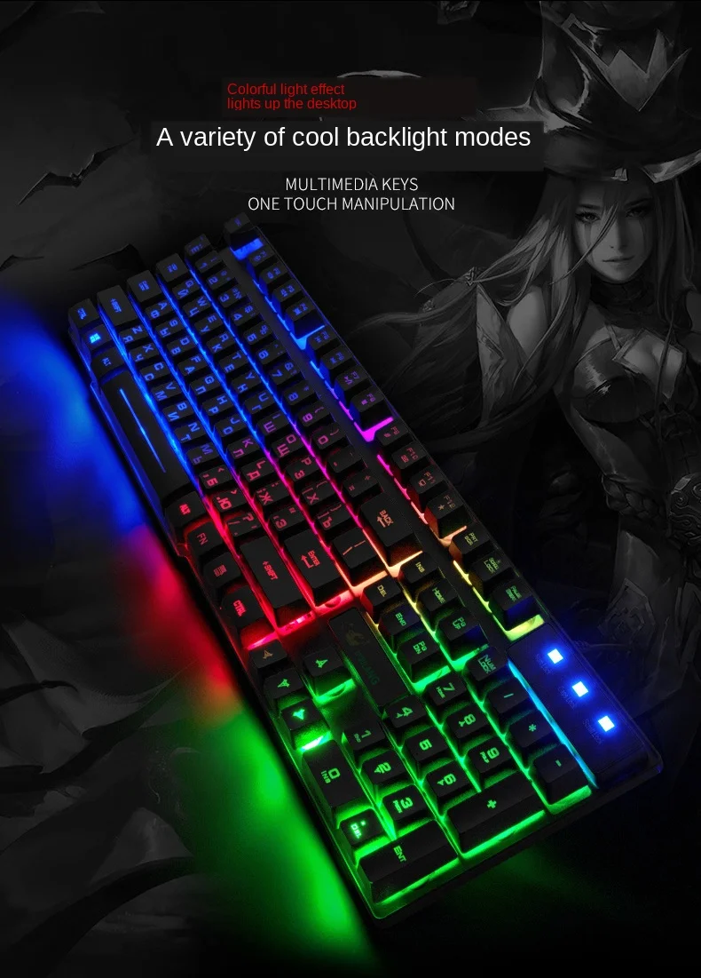 Free Wolf T5 Русская версия блестящая Клавиатура Мышь Набор игровой техники Handfeel AliExpress