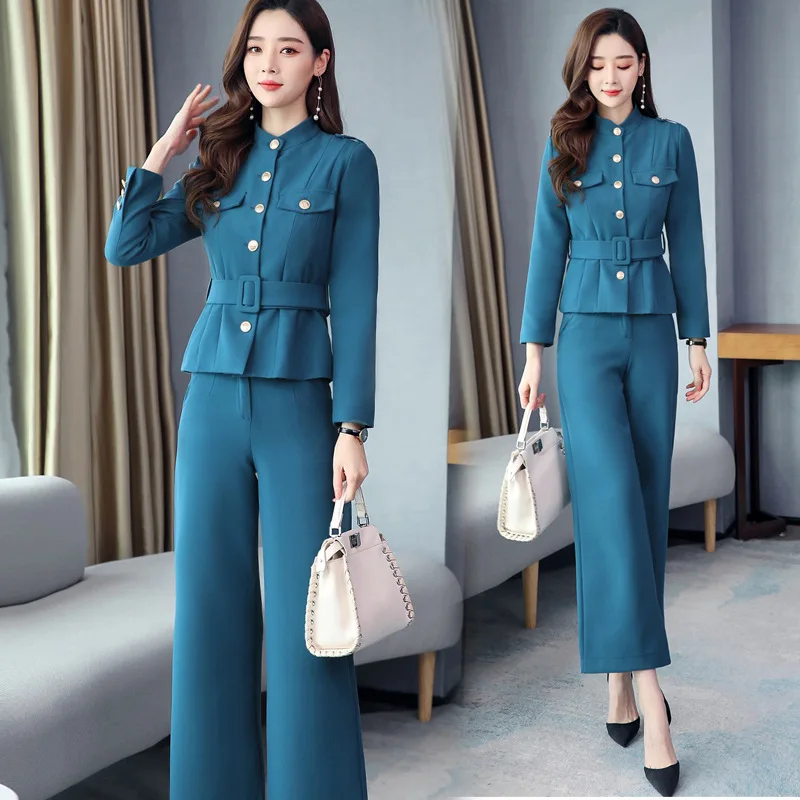 

Ozhouzhan Suit Set WOMEN'S Dress 2020 Spring New Style Fashion British Style Goddess Business Loose Pants Two-Piece Set