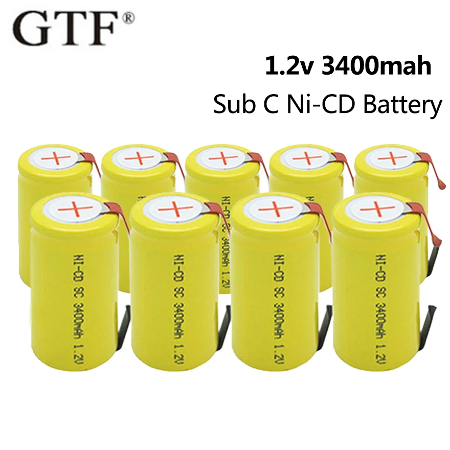 2 SC Battery 1.2V 3400mah Sub C CD Rechargeable Battery for DIY Bosch Hitachi Dewalt Electric Drill Power Tool SC Cells|Replacement Batteries| -