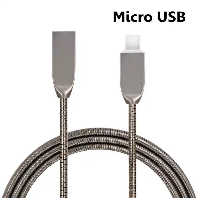 Sindvor 1 м металлический пружинный Micro USB кабель для синхронизации данных для samsung Xiaomi Android мобильный телефон Быстрая зарядка Microusb зарядное устройство провод - Тип штекера: grey