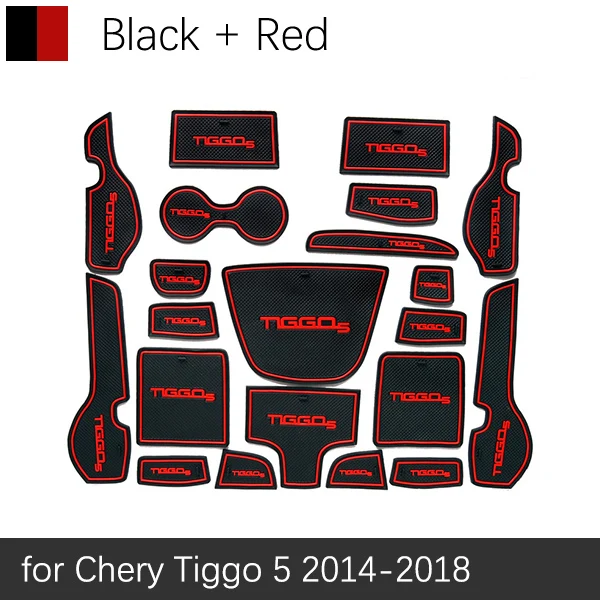 Для Chery Tiggo 5 Grand Tiggo5 Противоскользящий резиновый подстаканник для ворот, коврик для двери, автомобильные аксессуары - Название цвета: Red