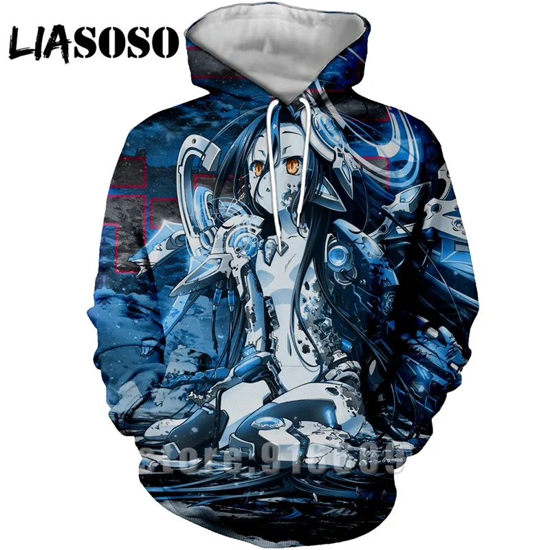 LIASOSO, аниме, 3d принт, хип-хоп, для мужчин, для покера, для женщин, без игры, без жизни, модные, Harajuku, футболки, Забавные Рубашки, homme, толстовка, пуловер - Цвет: 10