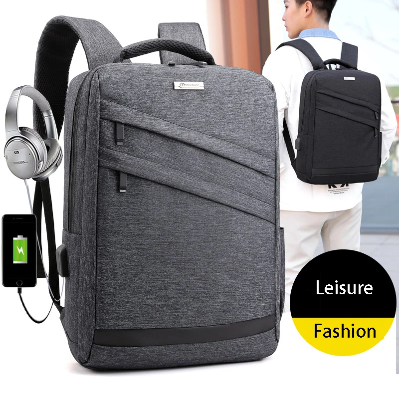 Деловой рюкзак для ноутбука, 15,6 дюймов, модный мужской рюкзак для путешествий, многофункциональная ткань, школьные черные сумки для подростков