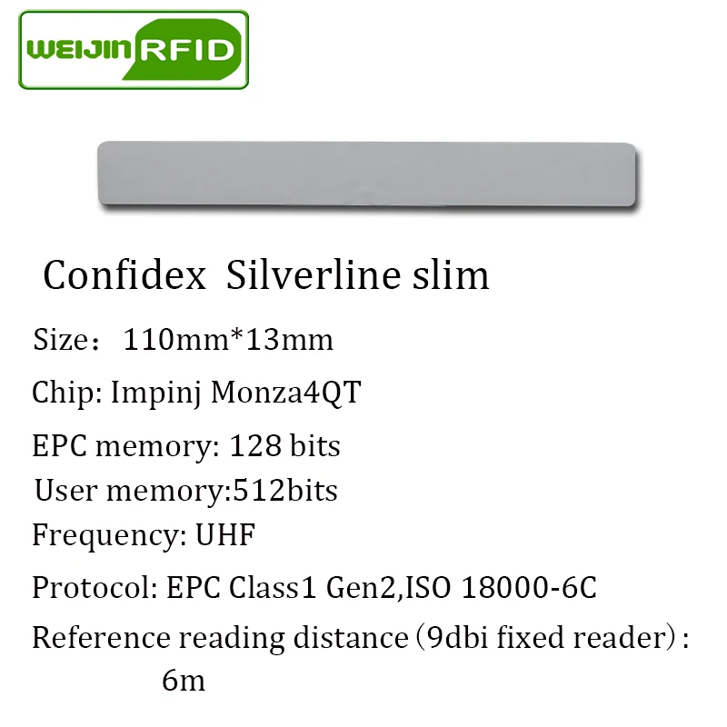 UHF RFID Анти-металлическая бирка линии серебрения confidex тонкий 915 МГц 868 МГц Impinj Monza4QT EPCC1G2 6C для печати ПЭТ пассивный RFID PET этикетка