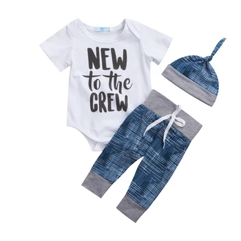 

0-2 year old Hayi 3-piece suite NEW to the CREW letter suite Green checked short sleeve 3-piece Suite