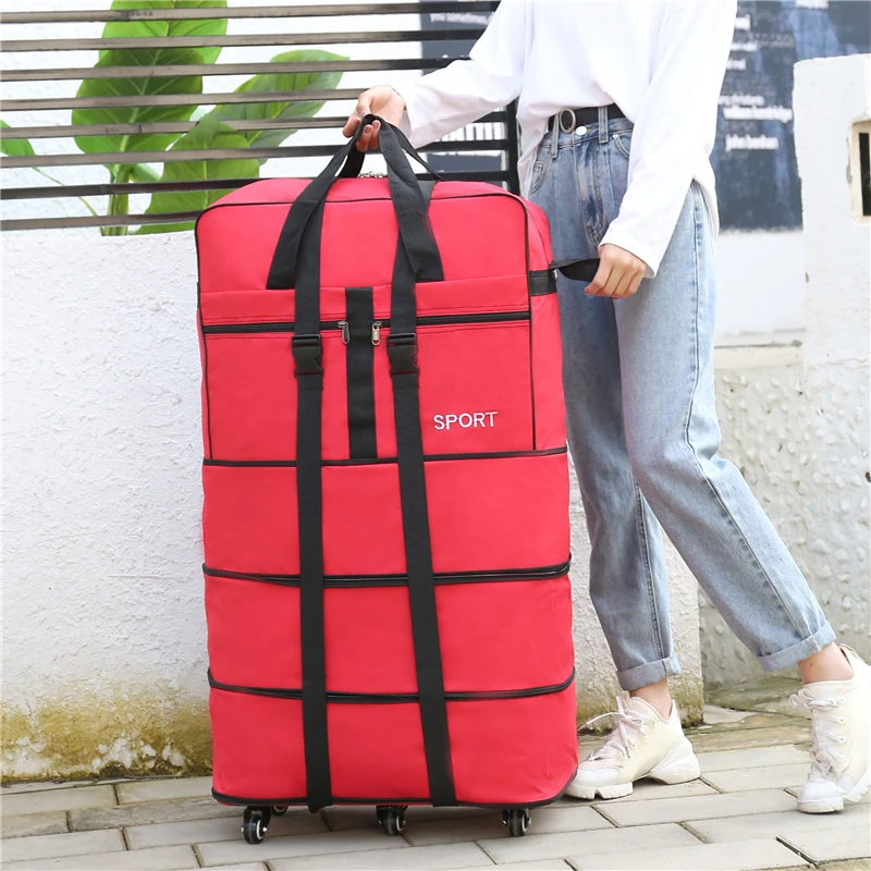 Oxford cloth duffle bag large capacity travel bag with wheel back pull bag dual-use collapsible luggage 158 air carrier package