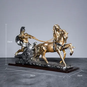 

Retro Greek Mythology Ancient Roman Chariot Statue Home Crafts Room Decor Spartan Warrior In A Carriage Objects Office Sculpture