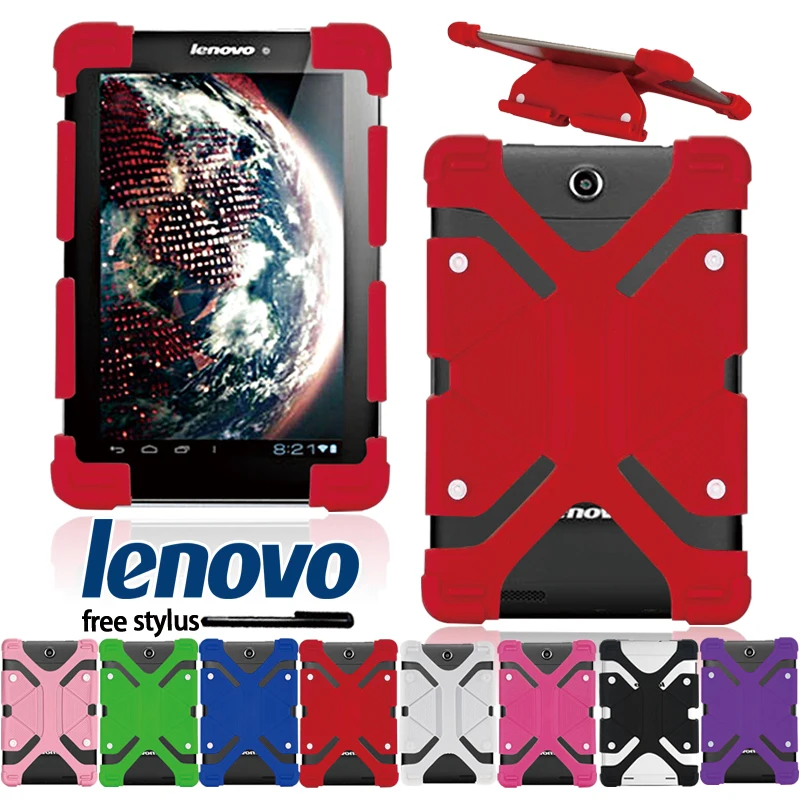 

Shockproof Soft Silicone Stand Cover Case for Lenovo Tab2/Tab3/Tab4 10 Tablet Protective Shell + Pen