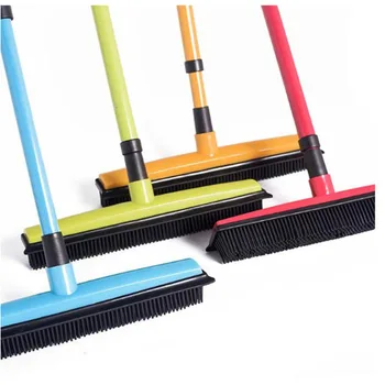 

Telescopic Rubber Broom Pet Hair Lint Removal Broom Magic Clean Sweeper Squeegee Scratch Bristle Long Push Broom Home Floor