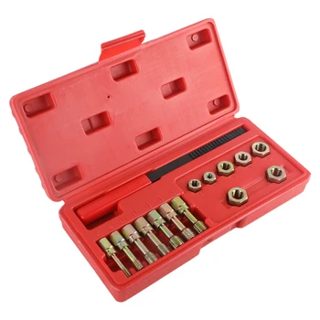 MR CARTOOL 15PCS Metric Thread Restorer Set Thread Repair Kit For Automotive Professional Brake And Undercar Repair Tools 3