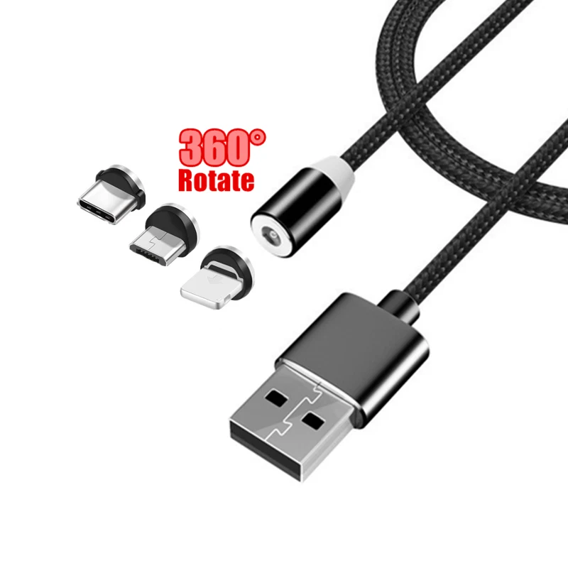 1 м 2 длинный Магнитный кабель USB C Micro светодиодный Usb зарядный для iPhone 8X11 Pro Samsung S8 S9